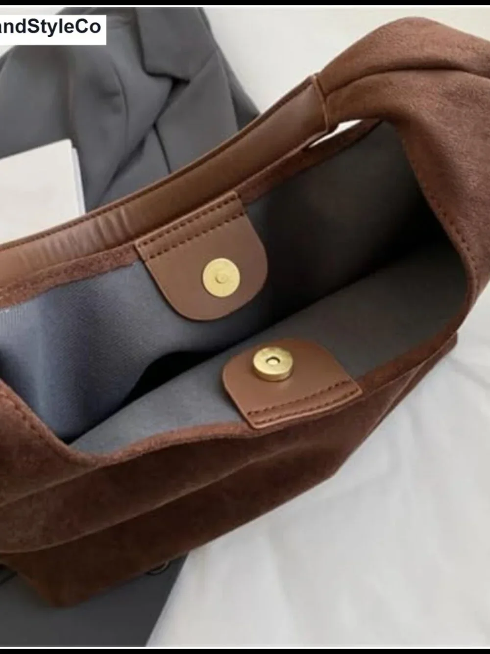 Faux Suede Slouchy Hobo Tote Bag for Women Work Office Shoulder Bag